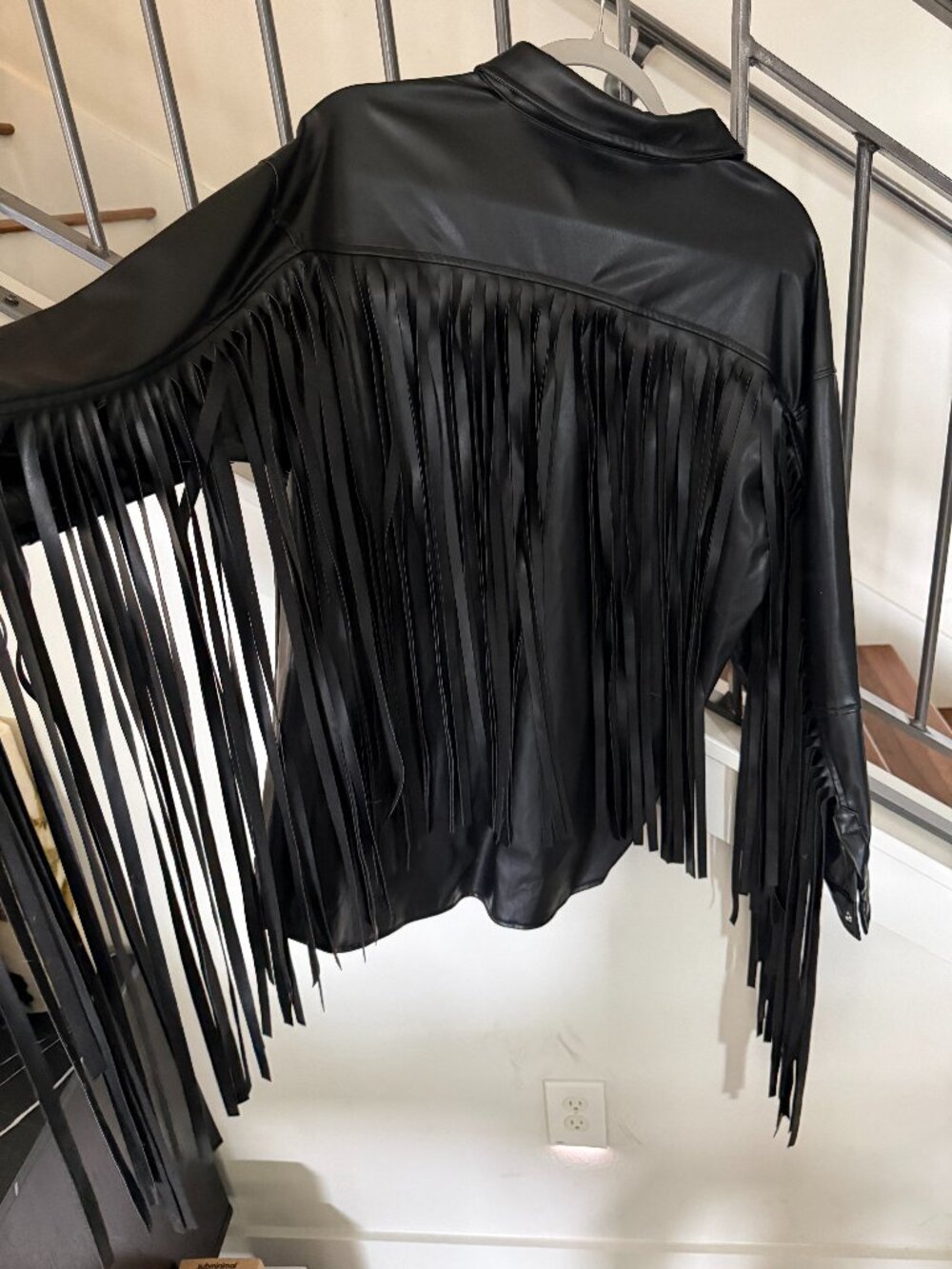 Nasty Gal Black Fringe Faux Leather Jacket